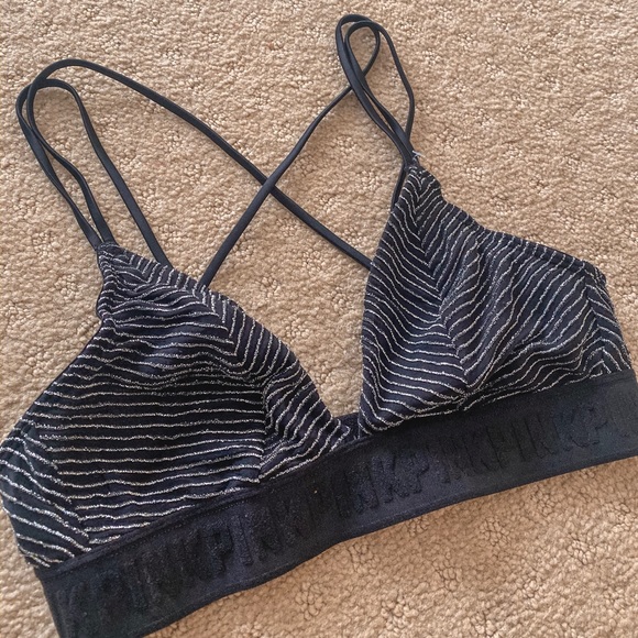 VS Pink Black Strappy Bralette - Picture 2 of 2